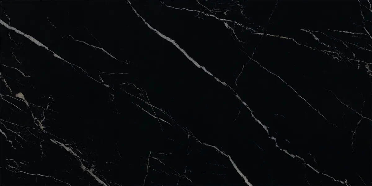 Maxton 12 mm Black Calacatta Bookmatch yüzey deseni